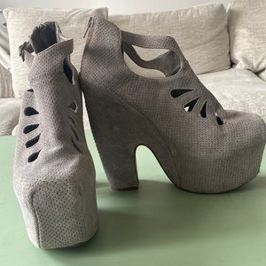 Jeffrey Campbell Cuffed Gray Suede Platform Heels